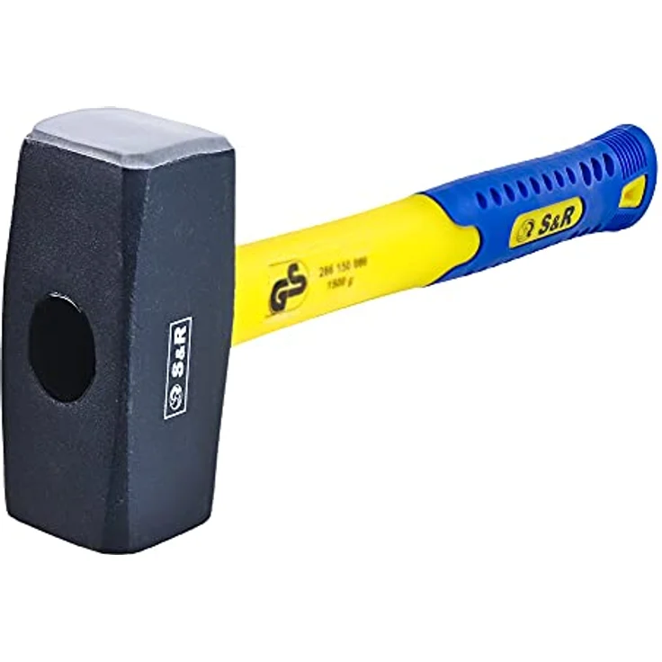 S&R Fäustel mit Fiberglasstiel, Schmiedestahl C50, 1500 g, robust und stoßfest – Bild 1