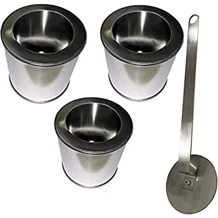 Kaminbau Mierzwa 3 Brennstoffdosen aus Weißblech 0,25 Liter Volumen mit Sparplatten aus Edelstahl + Flammenlöscher