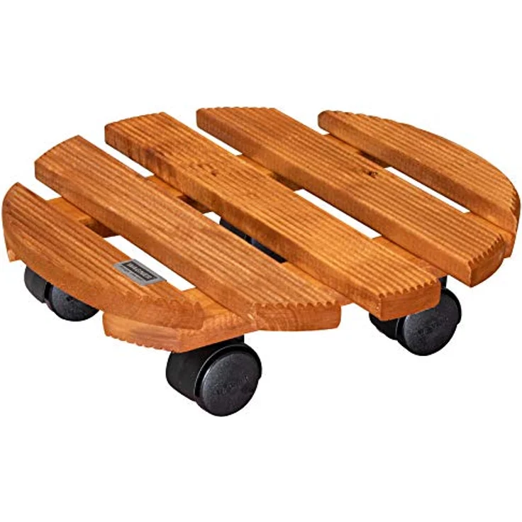WAGNER Pflanzenroller Country Ø 30 cm I Pflanzenroller für den Innenbereich, Kastanie I Rutschsicheres Rollbrett I Kübelroller aus Holz I Tragkraft 100 kg I Made in EU ? 20018201 – Bild 2