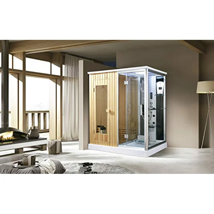 PureHaven Dampfdusche finnische Sauna 170x120 cm, mit Aluminiumrahmen, Tropenbrause, Rückenakkupunktur und Fußmassage – Bild 2