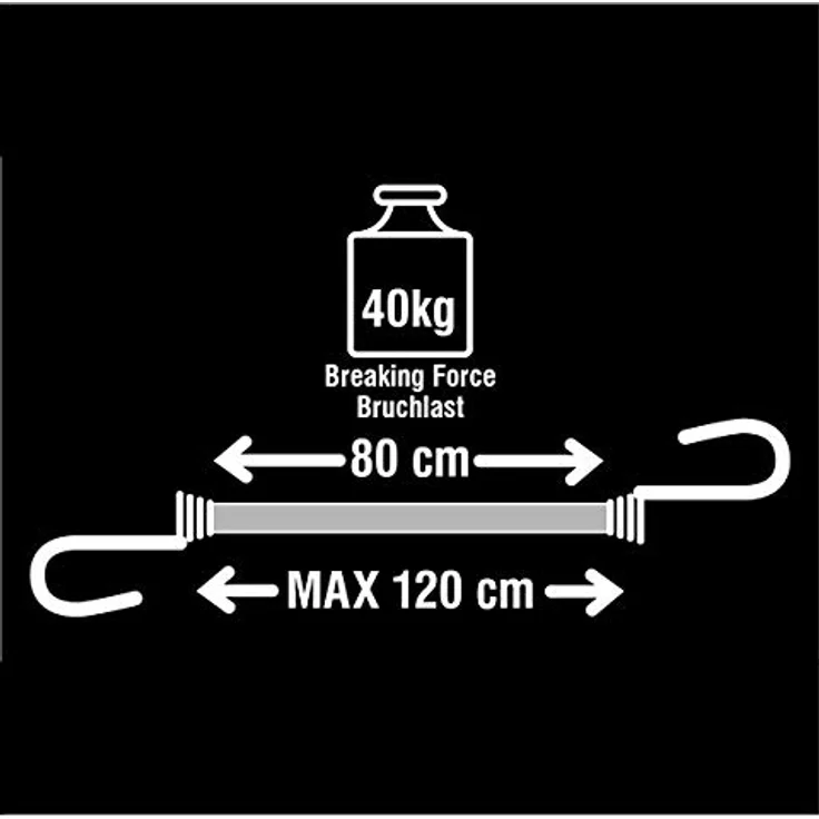 Master Lock 3021EURDAT Gummi-Spannseile mit Haken, 80 cm langes Spannseil, Set mit 2 Spannseilen – Bild 5