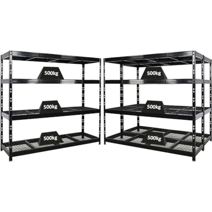 Proregal Schwerlastregal Mega Deal Profi RHINO, 180 x 200 x 60 cm, Traglast 500 kg pro Boden, 4 Böden, Schwarz – Bild 1