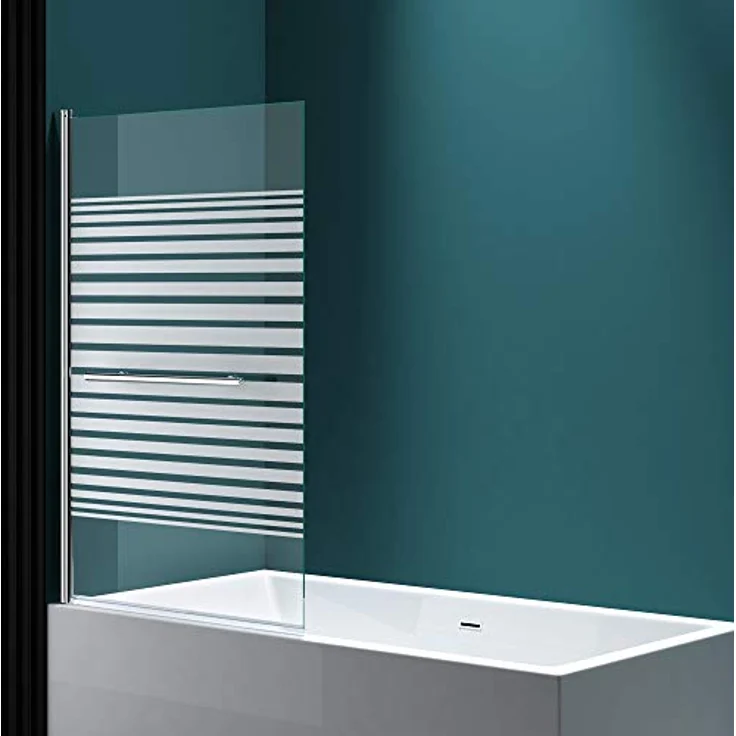 Mai & Mai Duschwand für Badewanne, faltbar 180° aus 6mm ESG-Sicherheitsglas teilsatiniert mit NANO-Beschichtung, 94x140cm – Bild 2
