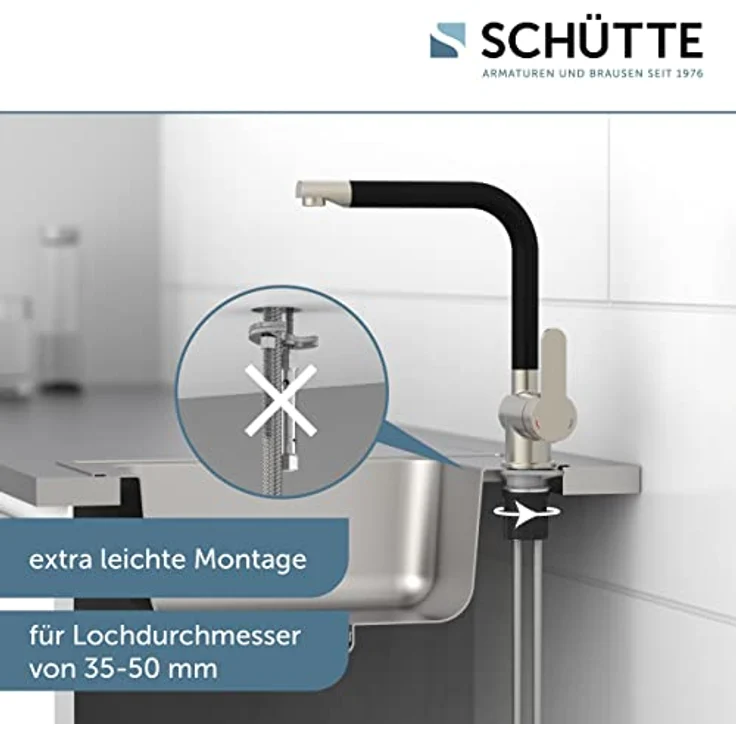 Schütte Spültischarmatur RIO, Wasserhahn mit Energiesparfunktion und 360° schwenkbarer Mischbatterie, inkl. Montageset – Bild 2