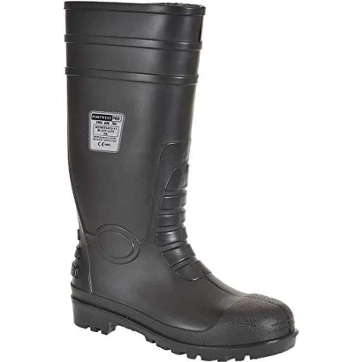 Portwest FW95 Total-Sicherheitsgummistiefel S5, Schwarz, mit Stahlkappe und durchtrittsicherer Sohle, Gr. 43 – Bild 1