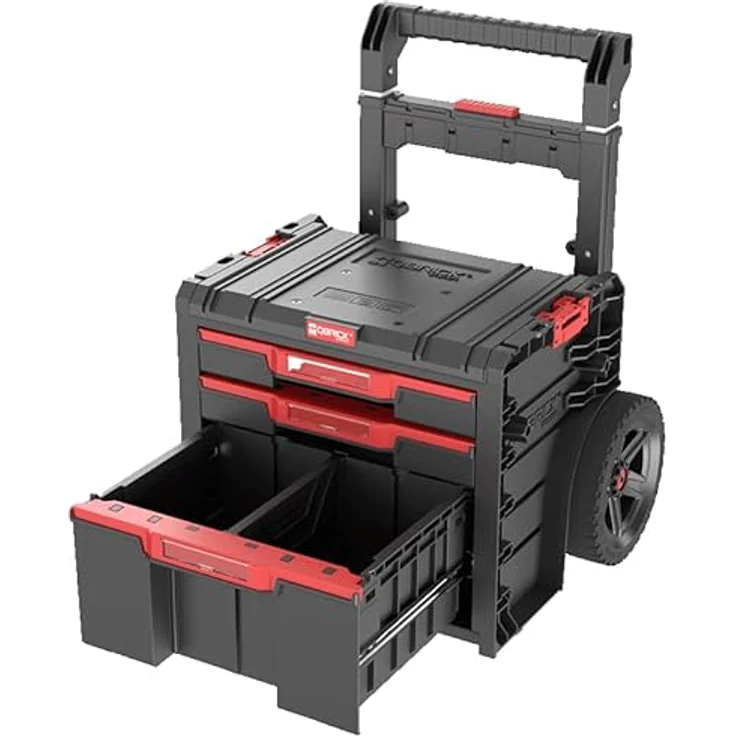 Qbrick System PRO Cart 2.0 Plus Drawer 3, mobiler Werkzeugkoffer mit 9-Zoll-Rädern und flexibler Werkzeugorganisation – Bild 4