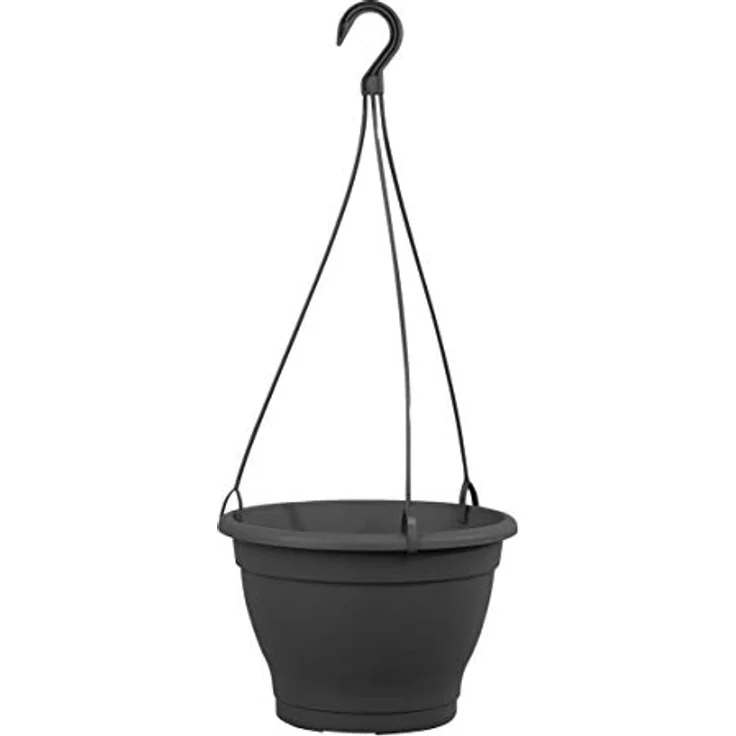 greemotion Blumenampel Lea, Kunststoff-Hängeblumentopf in Anthrazit, Ø 25 cm – Bild 2