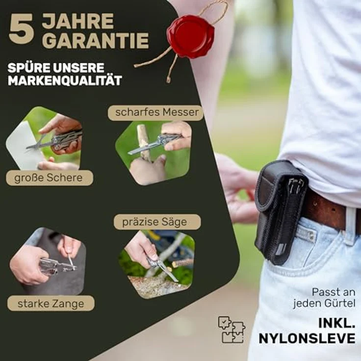 TREKLINE 27-in-1 Premium Multitool Werkzeug Caveman+, rostfreies Edelstahl Survival Multifunktionsmesser mit Snap Lock System, ideale Camping-Ausrüstung – Bild 3