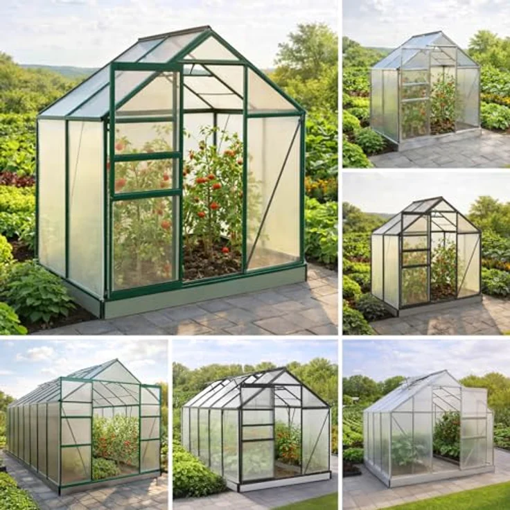 BRAST Gewächshaus Aluminium mit Fundament, 130x190x195cm, grün, 6mm Hohlkammerplatten, rostfrei, wetterfest und temperaturbeständig – Bild 1