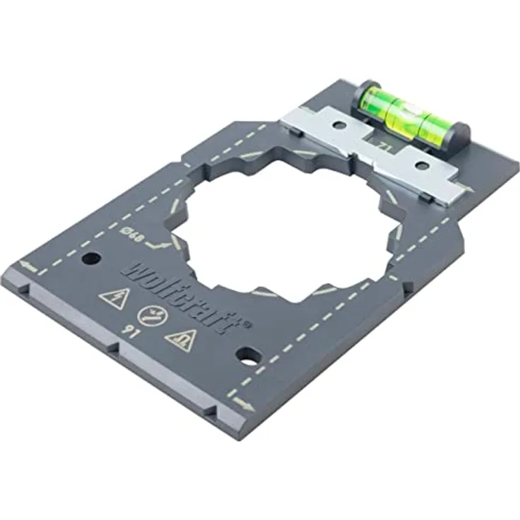 wolfcraft Markier- und Ausrichtschablone I 5975000 I Für die schnelle und fehlerfreie Installation von Steckdosen- und Schaltereinsätzen im Trockenbau