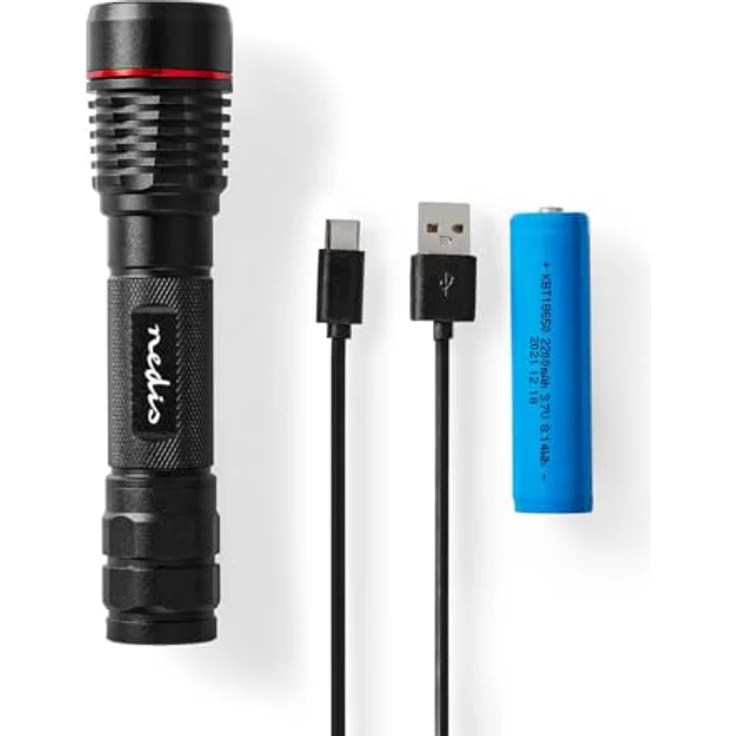 LED-Taschenlampe - Batteriebetrieben - 3.7 V DC - 10 W - Eingebautes Lithium Ion - Batterien enthalten - Wiederaufladbar - Nennlichtstrom: 1000 lm - Lichtbereich: 200 m - Strahlungswinkel: 10 ° – Bild 4