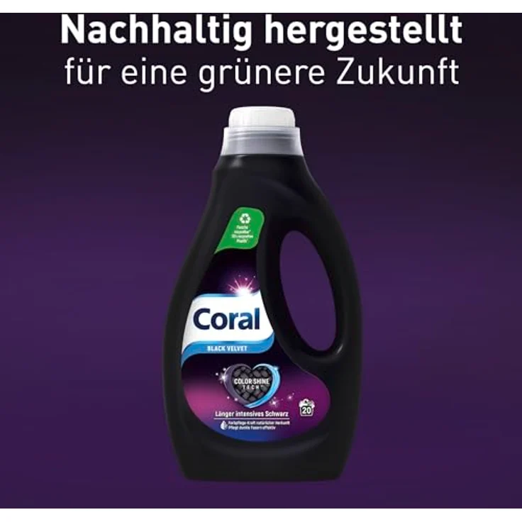Coral Waschmittel Flüssig Black Velvet Colorwaschmittel mit Color Shine Tech & Faserschutz-Serum 6x20 WL (6x1L), 6000 ml – Bild 4