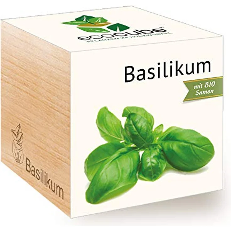 Feel Green Ecocube Basilikum, Bio Anzuchtset im Holzwürfel, Made in Austria – Bild 1
