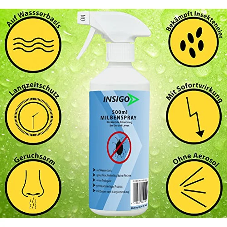 Insigo Milbenspray 2L + 500ml | Milbenspray gegen Krätze | Milbenspray für Matratzen | Milben Spray für Innen & Aussen, Wasserbasis, Geruchlos – Bild 5