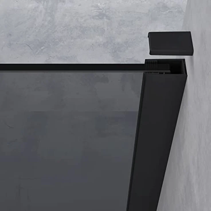 doporro Luxus Duschwand Bremen, Duschabtrennung 100x200cm Schwarz, Walk-In Dusche aus 10mm ESG-Sicherheitsglas, vollgrau mit Nanobeschichtung – Bild 5
