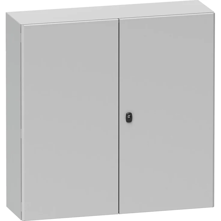 Schneider Electric Wandschrank NSYS3D101230DP, Werkstattschrank RAL 7035, 2 Türen, IP 55, IK10, 120 cm x 100 cm