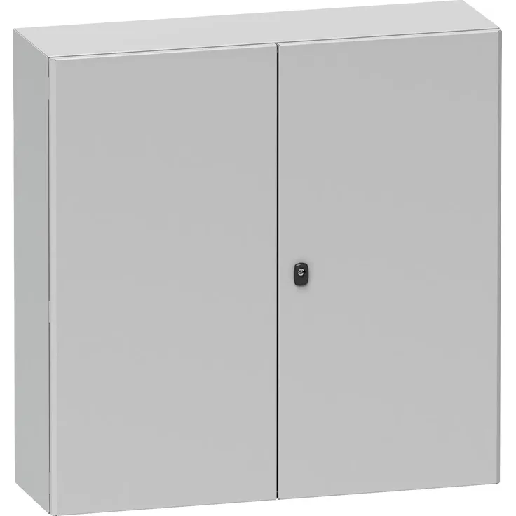 Schneider Electric Wandschrank NSYS3D101230DP, Werkstattschrank RAL 7035, 2 Türen, IP 55, IK10, 120 cm x 100 cm
