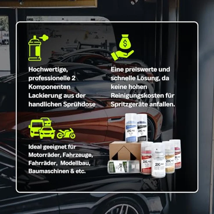 2K PRO 2K Spraydose, 2 Komponenten Sprühlack mit Hochwertigem Klarlack, UV-beständig und Schnelltrocknend – Bild 3