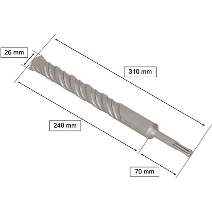 KOTARBAU® SDS+ Bohrer 26 x 310 mm, Hochwertiger Bohrer für harte Materialien mit globaler Standardaufnahme – Bild 2