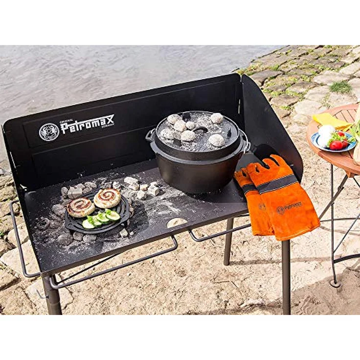 Petromax Feuertopf Tisch FE90, Stabiler Dutch Oven Tisch mit Windschutz, 90x45 cm Arbeitsfläche, ergonomische Höhe 87 cm, bis 100 kg belastbar – Bild 5