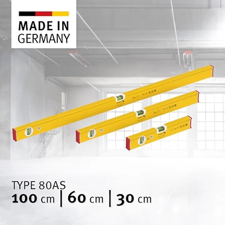 STABILA PRIME SET 80 AS, 3-teiliges Wasserwaagen Set (100 cm / 60 cm / 30 cm) mit integrierten Rutsch-Stopp-Stoppern, Horizontal- und Vertikal-Libelle, Made in Germany – Bild 2