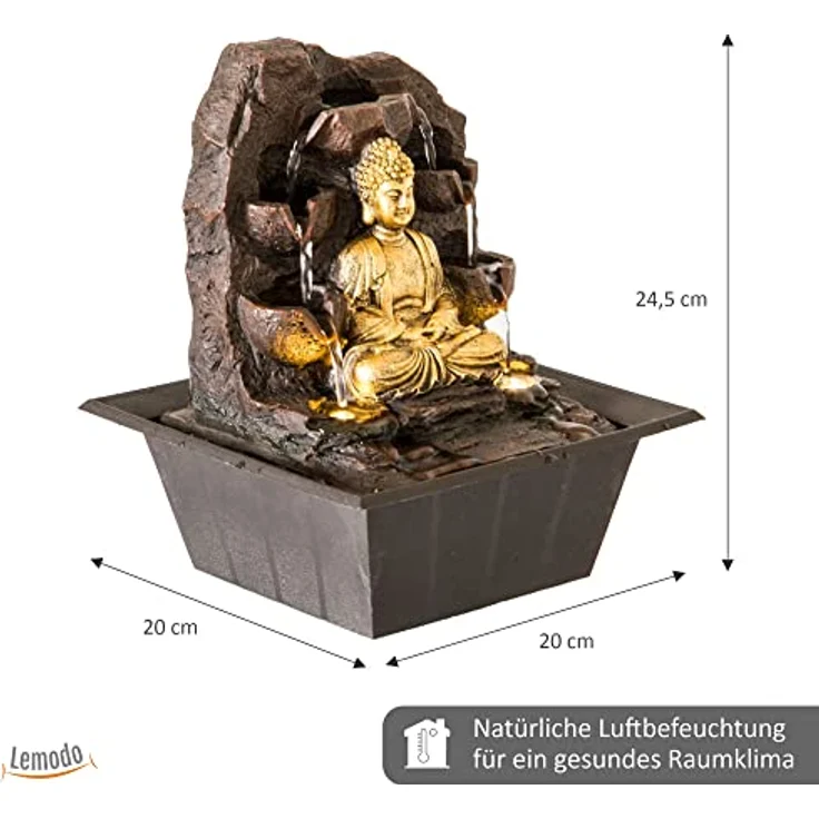 Zimmerbrunnen BUDDHA mit LED-Beleuchtung Dhyana – Bild 4