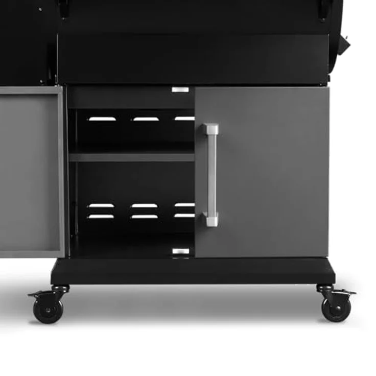 BURNHARD Smoker FLINT, Pelletsmoker mit Temperaturregelung 70°C - 230°C, inkl. UV-beständiger Abdeckhaube und 3 Edelstahl-Grillrosten – Bild 7