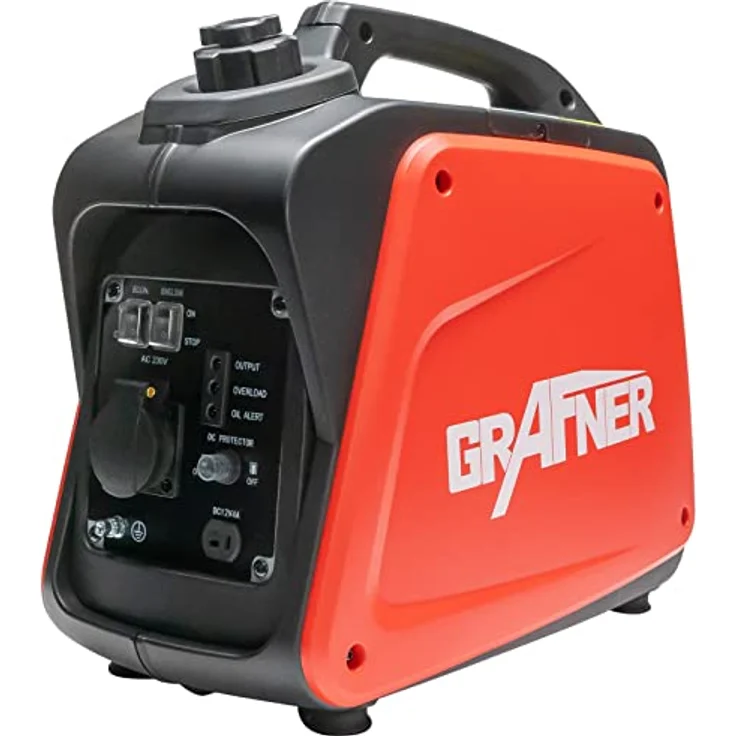 Grafner Stromerzeuger Inverter Generator 1100 W (1 KW Dauerleistung), Benzinbetrieb 4 Takt, 230V, Invertertechnologie, leicht robust, digitaler Benzin Notstrom Aggregat – Bild 1
