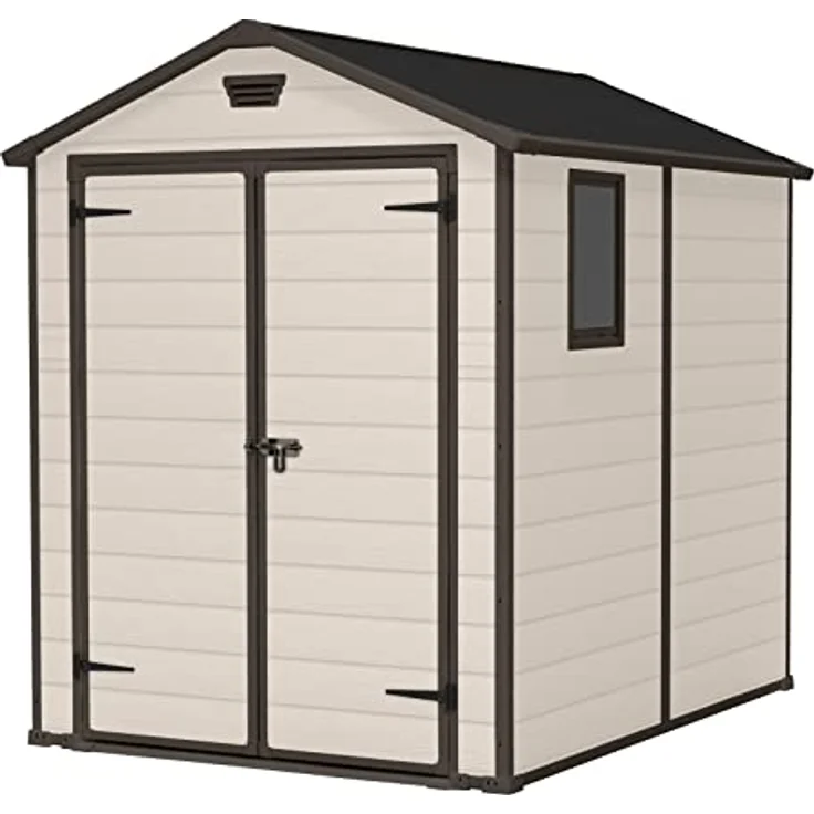Keter Gerätehaus Manor 6x8 DD, Beige, 7,6 m³ Rauminhalt, wetterfest – Bild 1