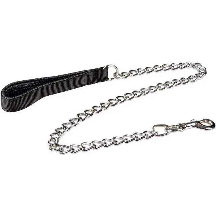 DUVO+ Duvoplus Kettenleine mit gepolstertem Griff, schwarz, 100cm/3mm aus verchromtem Stahl