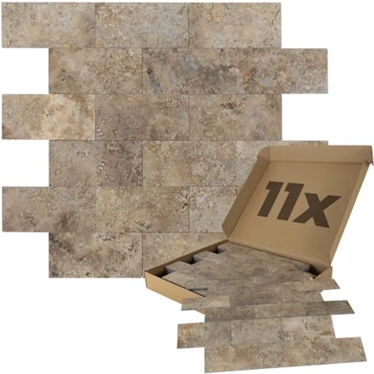 Dalsys 11x Wandpaneele selbstklebend, 3D-Wandpaneele in Steinoptik, 1m² Beige, pflegeleicht und vielseitig einsetzbar