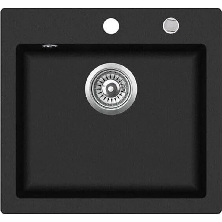 Lindbergh Spülen Rein Schwarz LINDBERGH® Antibakterielle Granit Spüle "COL44" + Siphon Einbauspüle Küchenspüle Spülbecken + IMPRÄGNIERUNG - Verbundstoffe MADE IN GERMANY (1. Spüle COL44) – Bild 1
