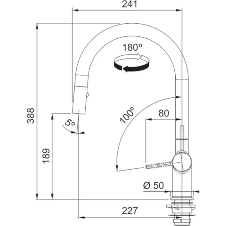 FRANKE Active J Küchenarmatur, umstellbarer Wasserstrahl mit Ausziehbrause und 180° Schwenkbereich – Bild 2