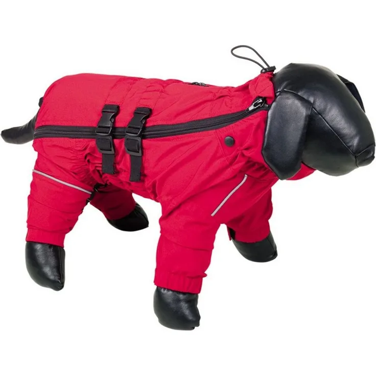 Nobby Hunderegenmantel Regenoverall Tenko rot, mit integriertem Geschirr und Reflektorstreifen