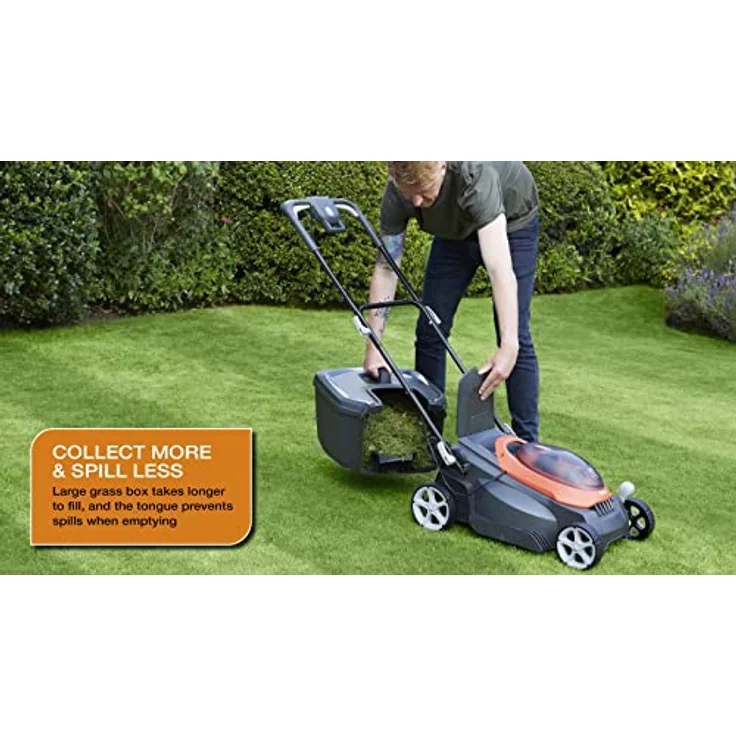 Flymo UltraStore 380R Li Akku-Rasenmäher-Set, 36 V, 38 cm Schnittbreite, geschlossener Kantenschneiden, hintere Rolle, 45 l, Comfort Grip, Power 4 All Battery Alliance, 970538901, orange und grau – Bild 5