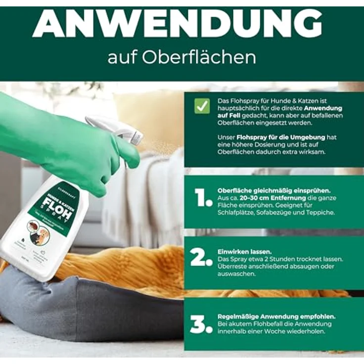 Silberkraft Flohspray für Hunde und Katzen, Anti-Floh-Spray mit Geraniol, 500 ml, Made in Germany – Bild 6