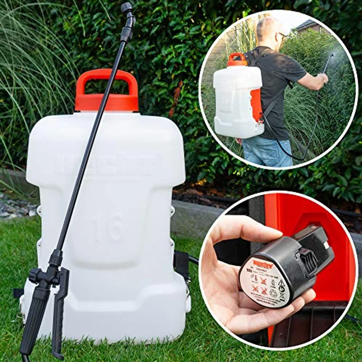 Hecht 416 Akku-Drucksprühgerät, 16 Liter mit 12V/7Ah Akku, Rucksackgurt, 2,5 bar, 160 min Laufzeit, ergonomisch – Bild 8