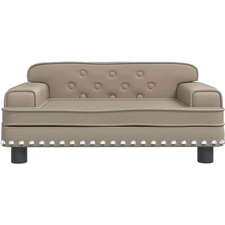 vidaXL Hundebett, Hundekissen mit weicher Polsterung, Hundesofa Hundecouch für kleine Hunde Haustiere, Haustierbett Katzenbett, Cappuccino Braun Kunstleder – Bild 3