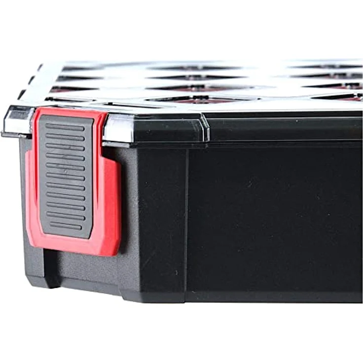 Prosperplast Werkzeugkoffer Kistenberg TAGER CARBO ORGANIZER KTGC40306B, multifunktionale Sortimentsbox mit transparentem Deckel und funktionalen Bechern, 390 x 284 x 60 mm – Bild 5