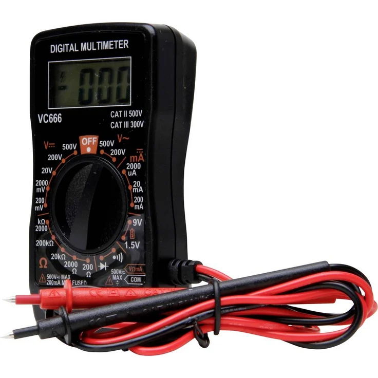 Kopp 196402109 Hand-Multimeter, Digital-Multimeter mit 7 Funktionen, CATIII, LCD-Anzeige, Messbereiche bis 300V/200mA, Diodentest