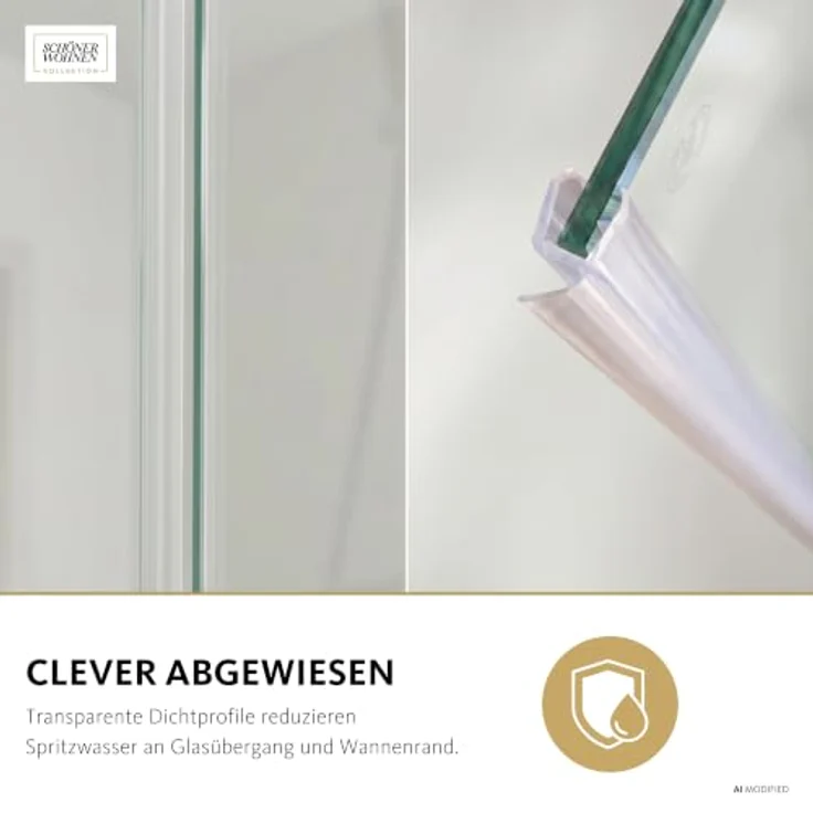Schulte Home SCHÖNER WOHNEN-Kollektion Badewannenaufsatz ELARA, 2-teilig, Klar Hell, Chrom, 100x140 cm, faltbar, Einscheiben-Sicherheitsglas – Bild 6