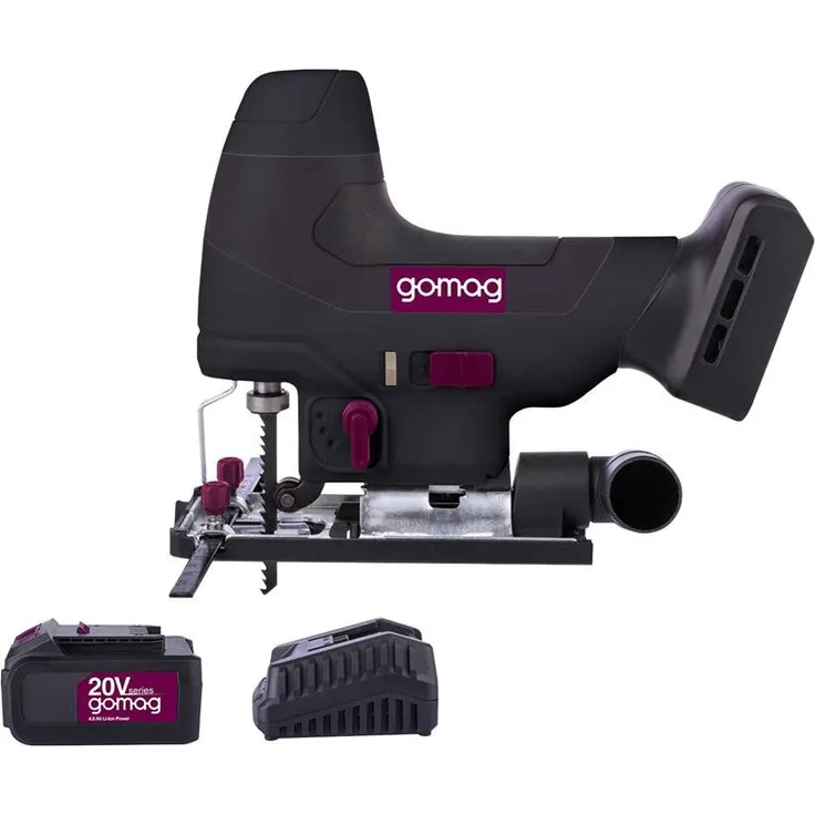 Gomag Akku-Stichsäge GO-STS254BL, 4,0 Ah Akku + Ladegerät, 7 einstellbare Schnittwinkel (45° - +45), LED-Arbeitsleuchte