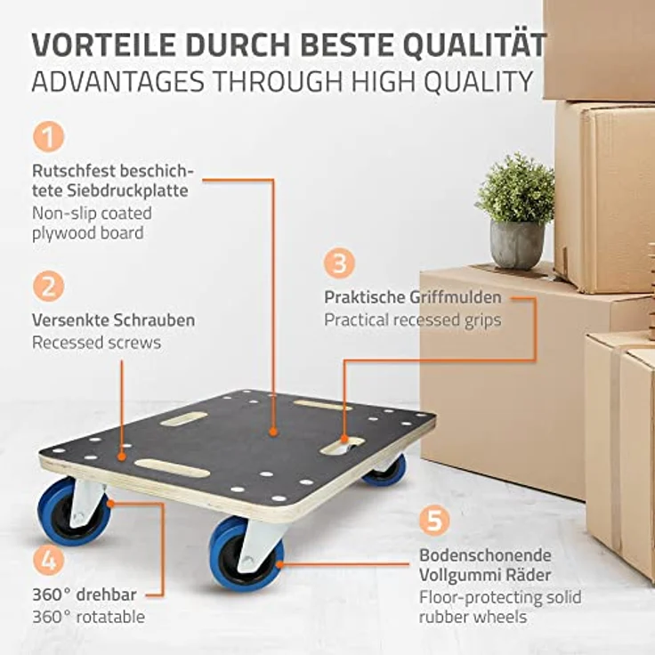 ecd germany Transportroller 40x60 cm, belastbar bis 800 kg – Bild 4