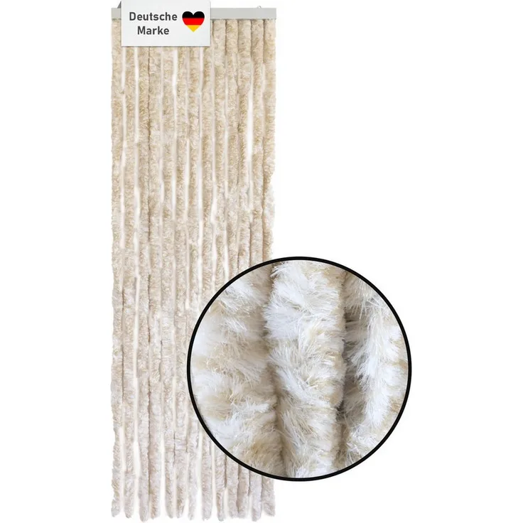 Lemodo Insektenschutz-Vorhang Flauschvorhang, Fliegenschutz Türvorhang 56x185 cm, schwarz-silber-weiß meliert, hitzeschützend, maschinenwaschbar