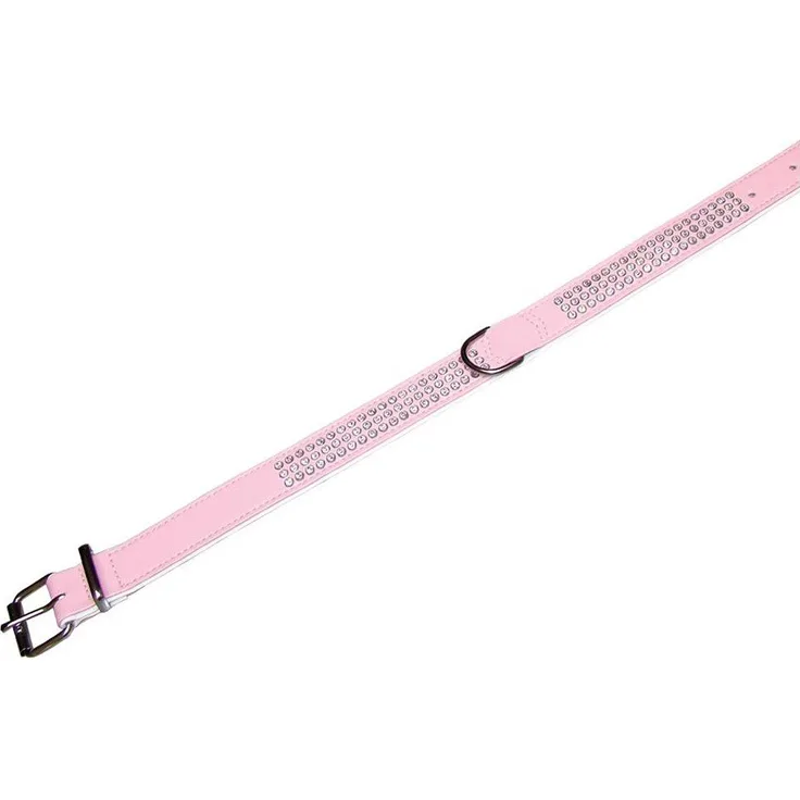 Nobby Hunde-Halsband Crystal dreireihig rosa/weiß, Luxuriöses Halsband mit Swarovski-Kristallen