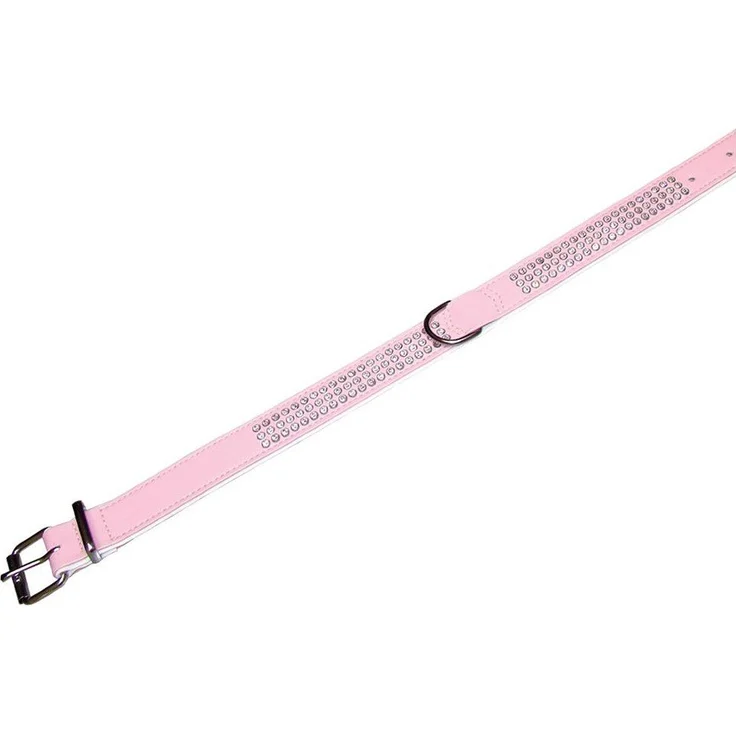 Nobby Hunde-Halsband Crystal dreireihig rosa/weiß, Luxuriöses Halsband mit Swarovski-Kristallen – Bild 1