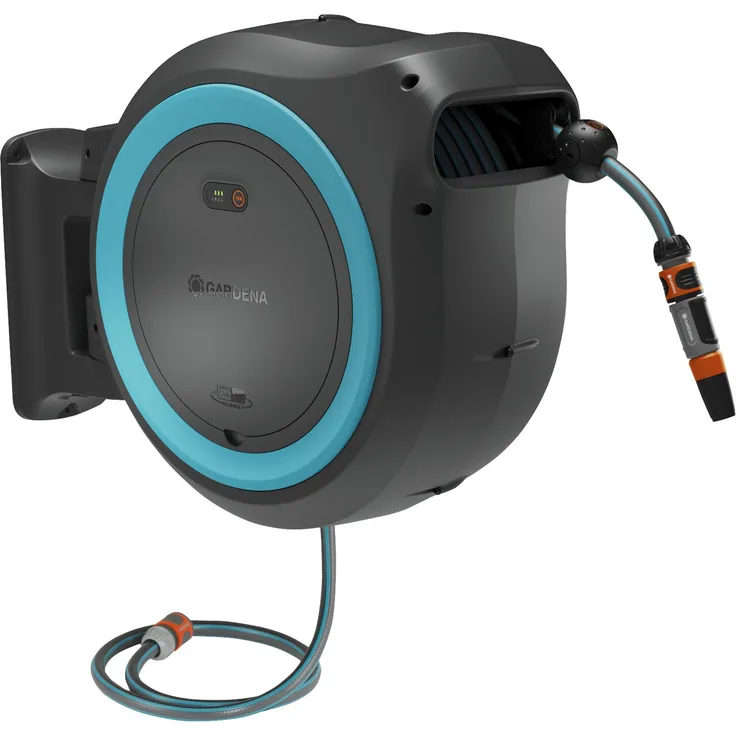 GARDENA Schlauchtrommel Schlauchbox PowerRoll XL mit Akku-Technologie, automatisches Aufwickeln