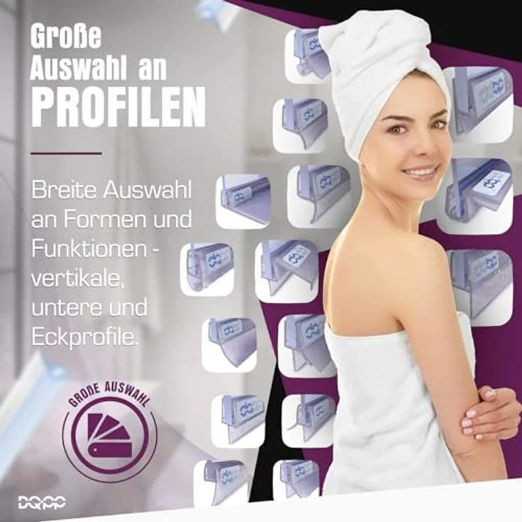 DQ-PP Duschdichtung 60cm – Dichtung für 3,5mm – 5mm Glastür, Wasserablaufprofil, transparent, UV- und schimmelbeständig, individuell kürzbar – Bild 5