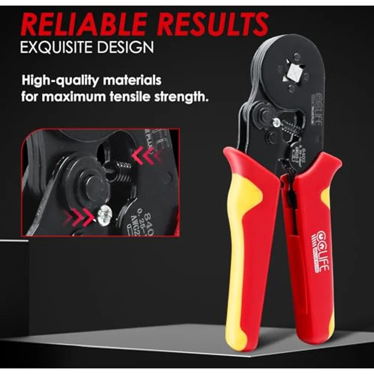 CCLIFE Crimpzangen Aderendhülsen Set, Crimper für isolierte und nicht isolierte Kabelschuhe 0,25-10 mm² (AWG 23-7) mit 1200 Aderendhülsen und Klemmenbox – Bild 5