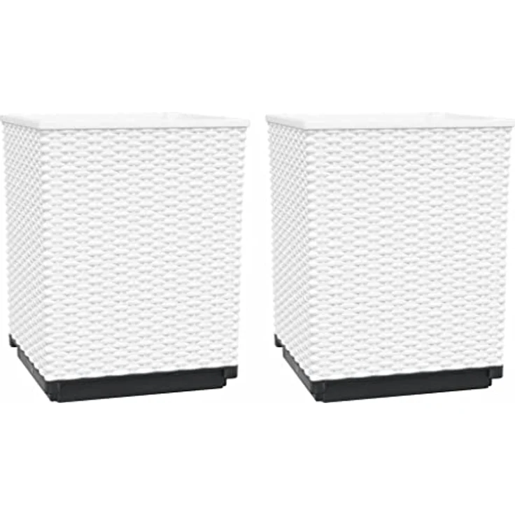 vidaXL Pflanzkübel, Pflanzkasten 2er Set, Weiß, 30x30x37 cm aus Polypropylen – Bild 1